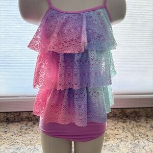 Wonder Nation Pink and Blue Lace Layered Bikini